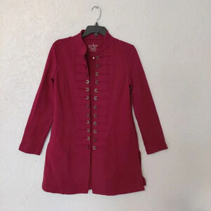 Neon Buddha Red Cardigan Jacket Military Style Size Open Front Legenlook Boho